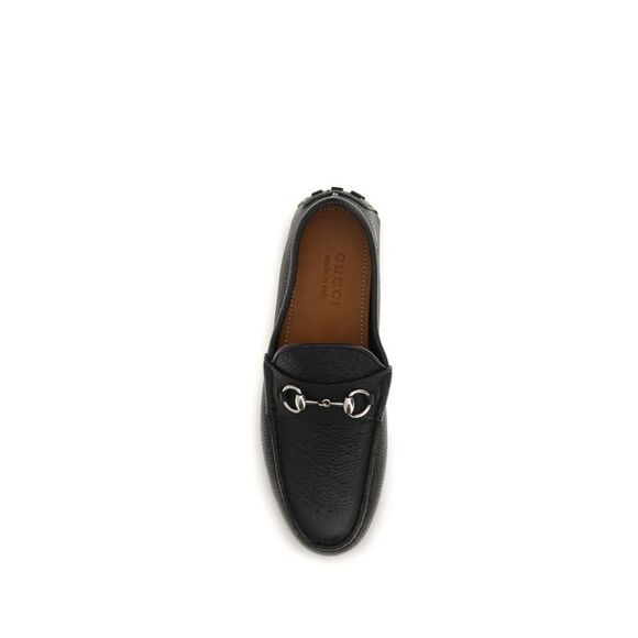Gucci Black Calf Leather Bos Taurus Slip-On Men\'s Loafers